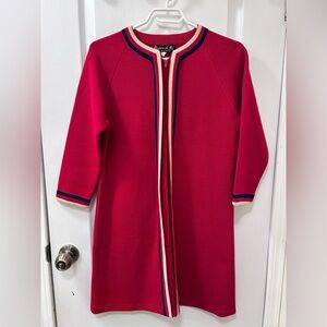 Vintage Spinelli Zip-Up long sleeved minidress with navy and cream accent trim